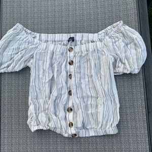 Off the shoulder striped & button top